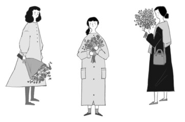 花束と女性