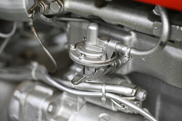 The injection pump of a historical diesel tractor on a farmers fair in Mühlengeez-Germany.