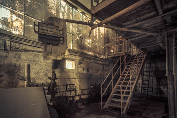 Abandoned industry area with natural decay a lost place a decayed factory hall