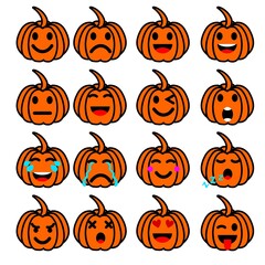 halloween pumpkin set smile icon