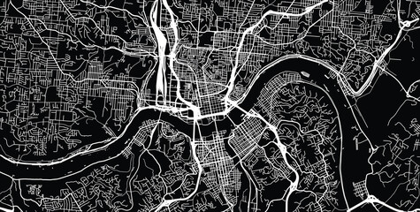 Urban vector city map of Cincinnati, Ohio , United States of America - obrazy, fototapety, plakaty