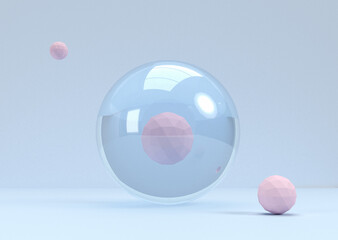 pink and blue spheres. 3d rendering. abstract background