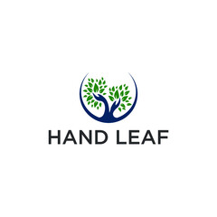 Hand leaf logo design