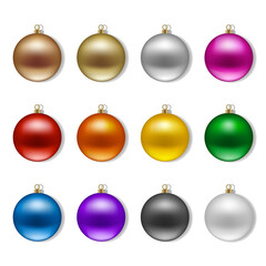 Set of isolated colorful christmas balls