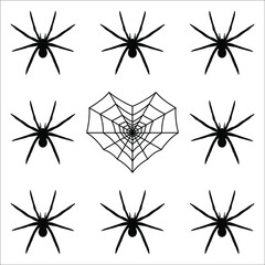 Black spiders background. Vector illustration.