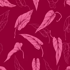 Wall murals Bordeaux Vector seamless pattern with silhouettes of leaves. Pattern of leaves