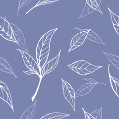 Vector seamless pattern with silhouettes of leaves. Pattern of leaves