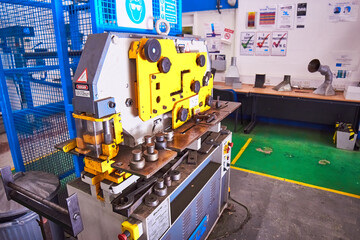 Assorted machinery inside mechatronics, fabricating, engineering workshop