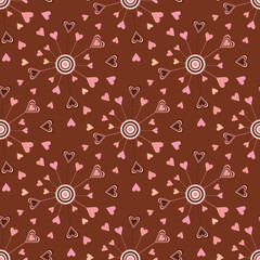 seamless pattern chocolate carousel of pink and chocolate hearts vector