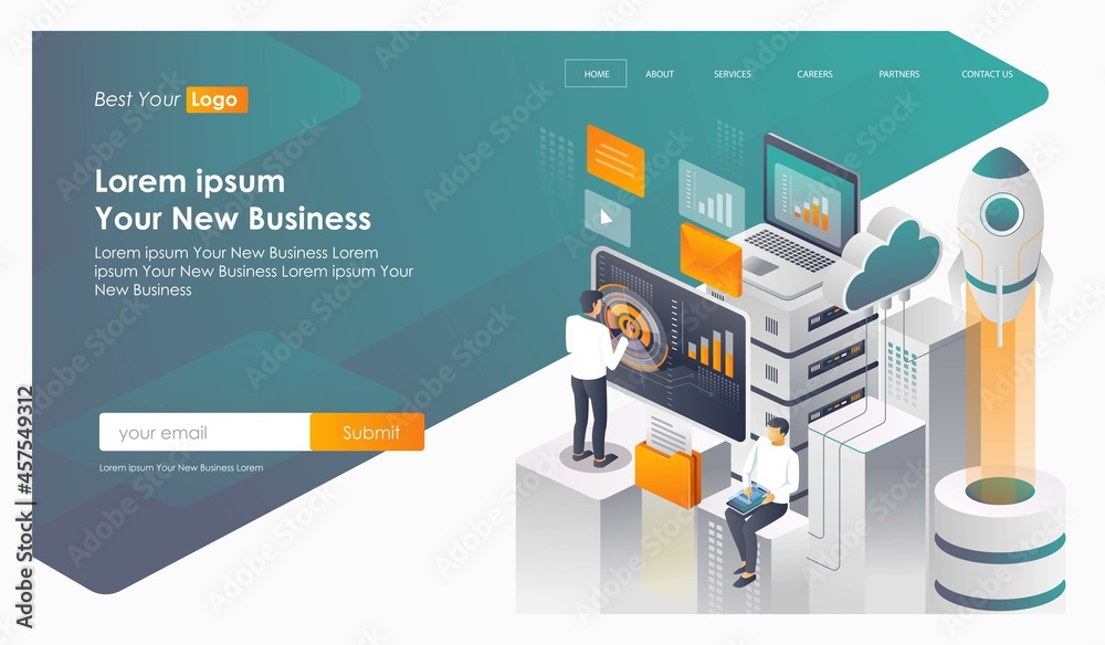 Wall mural man pressing transformation digital button