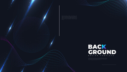 Abstract Futuristic Technology Background with Dotted Wave and Rays Effect. Suitable for Cover, Presentation, Banner or Landing Page