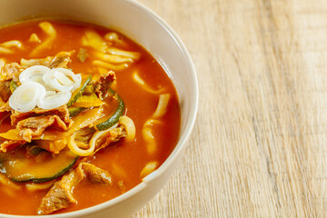 Korean gochujang noodle soup, 'jang kalguksu'