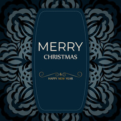 Dark blue happy new year flyer with luxury blue pattern