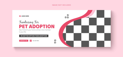 Pet care social media cover template or pet adoption facebook banner design.