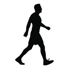 Fototapeta na wymiar A male the Jogging position silhouette illustration. Walk silhouette 