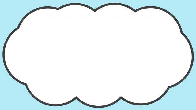 大きな雲形のフレーム（水色背景・ループ素材）