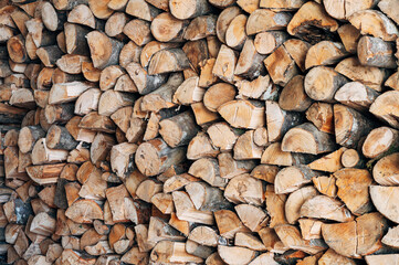 Pile of wood logs ready for winter. Background