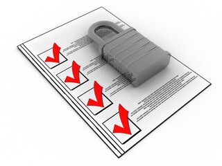 Fototapeta premium 3d rendering documents with lock 
