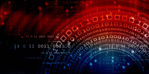 2d illustration abstract digital binary data on computer screen