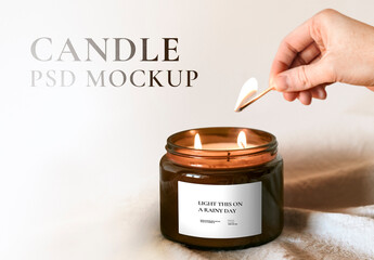 Scented Candle Jar Mockup in Minimal Style