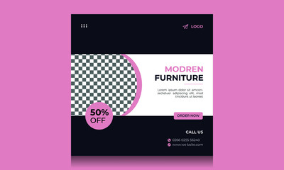 Fototapeta premium Furniture Social Media Post banner Layout with Modern Shape Elements
