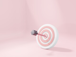 Arrow hit  target. Business target achievement concept. 3d render illustration