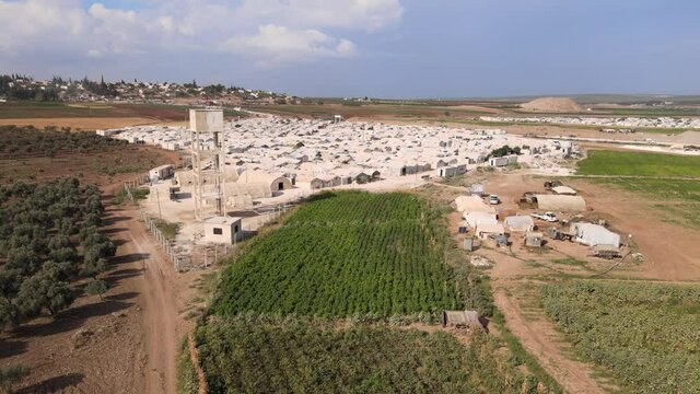 Aleppo, Syria,September 16, 2021, Syrian refugee camps in the town of Deir Ballut on the border with Turkey in northwest Syria.