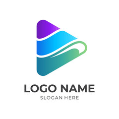 media logo design with flat colorful style