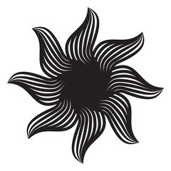 abstract sunflower tattoo - black floral vector art - botanical nature elemental tattoo - dark flower icon