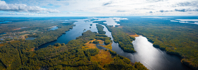 Aerial view of the lakes in Karelia Republic in Russia