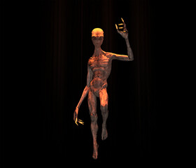 Fototapeta na wymiar 3d illustration of an Alien descending in a pillar of light