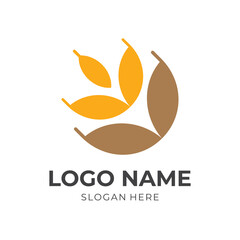 grain logo concept vector with flat yellow and brown color style