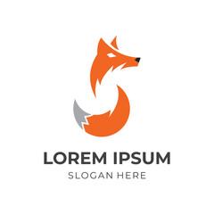 Obraz premium abstract fox logo design template concept vector with flat orange and silver color style