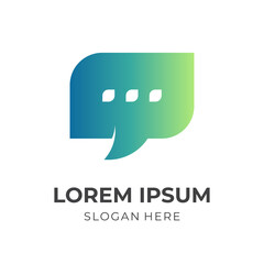 chat logo vector with flat green color style