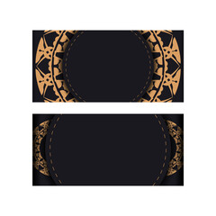 Greeting card in black with brown greek ornament