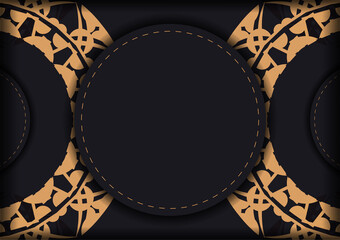 Greeting card in black with brown greek pattern
