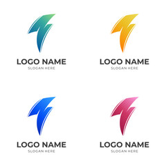 thunder logo concept with flat colorful style