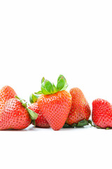 Fresh red ripe strawberries isolated on white background with copy space. Fruit  have high vitamins.