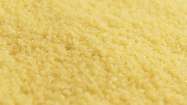 Croup couscous close up slowly rotates
