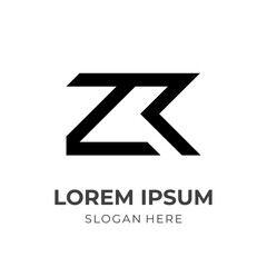 monogram Z R logo vector with flat black color style