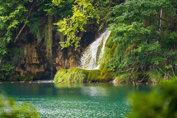 waterfall and lake