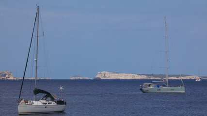 Fototapeta premium ships on a calm blue sea