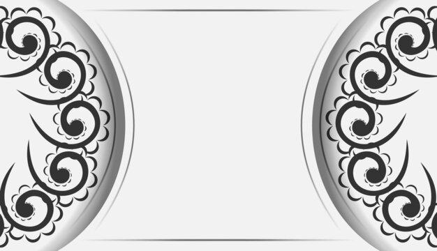 Greeting flyer white with black indian pattern