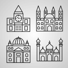 Monuments Icon Collection White Color Background