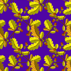 Vector - oak twigs with leaves seamless pattern.