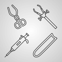 Set of Chemistry Icons Vector Illustration Isolated on White Background