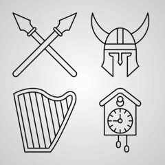 Museum Line Icons Set Isolated On White Outline Symbols Museum
