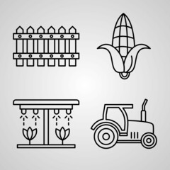 Set of Vector Line Icons of Village