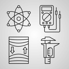 Set of Vector Line Icons of Physics
