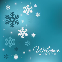 Snowfall background with christmas greeting card.